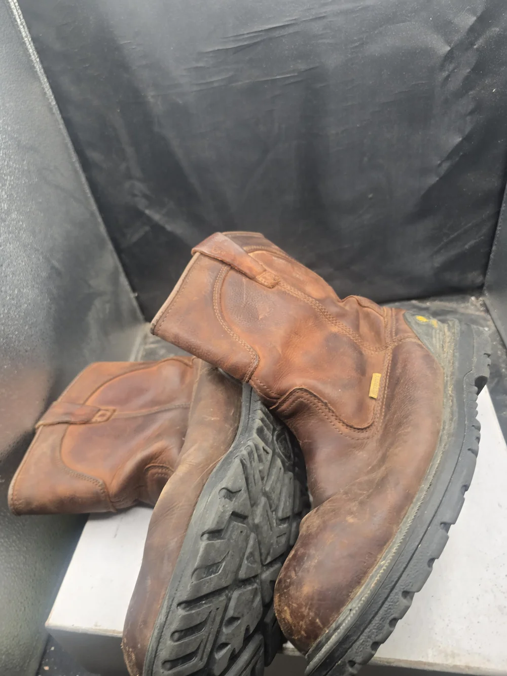 Men's Brown Leather Pull-On Work Boots